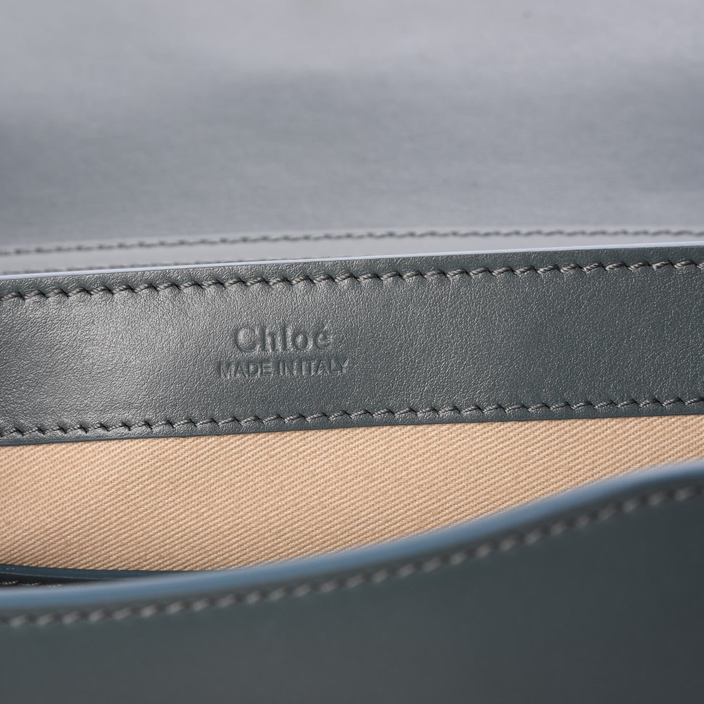 Calfskin Suede C Clutch With Chain Cloudy Blue