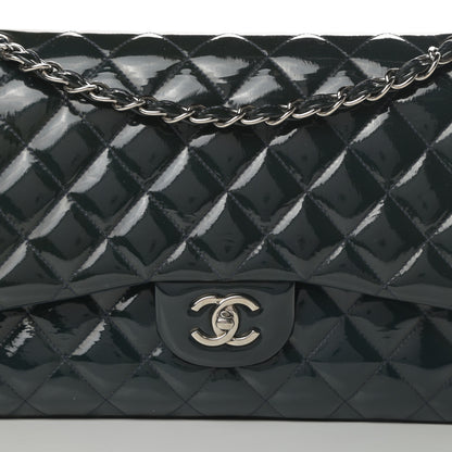 Chanel Patent Quilted Jumbo Double Flap Blue 8 of 16
