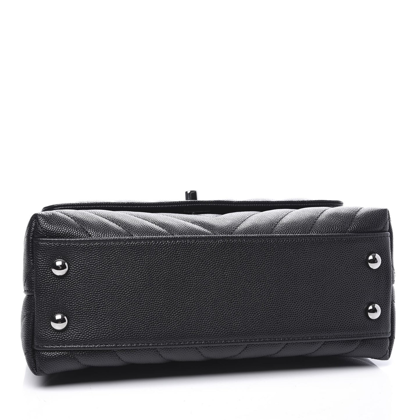 Caviar Chevron Quilted Mini Coco Handle Flap Black