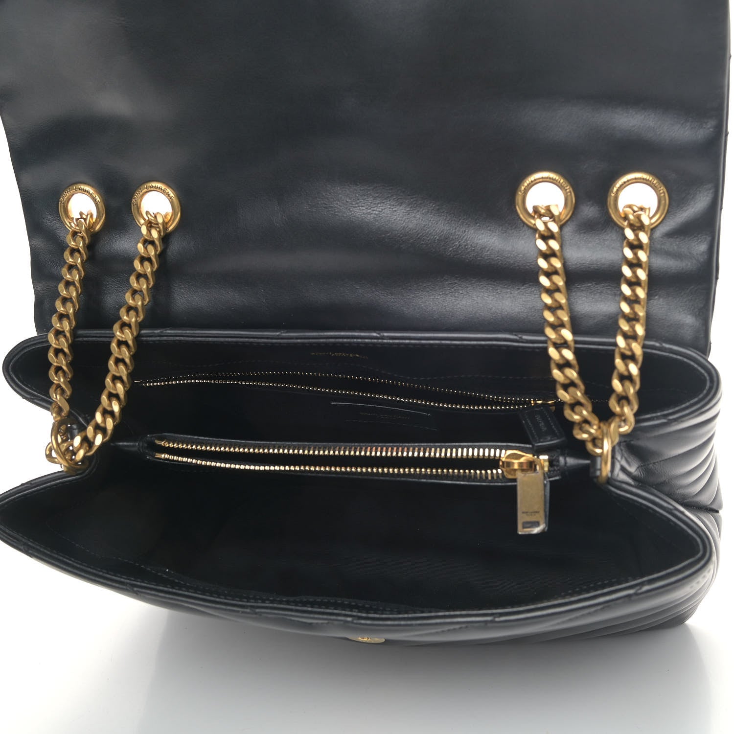 Saint Laurent Calfskin Y Quilted Monogram Medium Loulou Chain Satchel Black 4 of 5