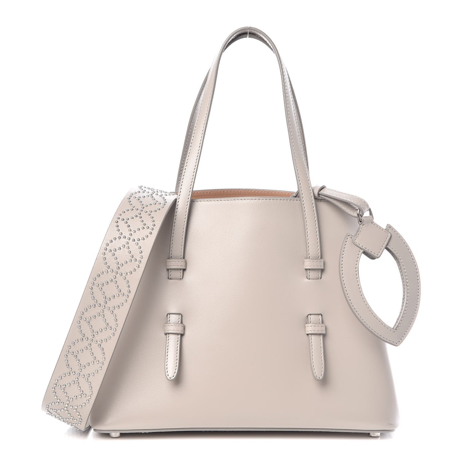 Alaia Calfskin Studded Mina 25 Bag Grey 5 of 10