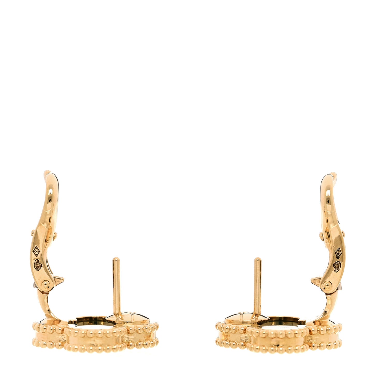 18K Yellow Gold Malachite Vintage Alhambra Earrings