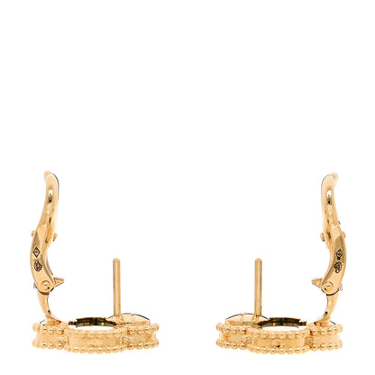 Van Cleef & Arpels 18K Yellow Gold Malachite Vintage Alhambra Earrings 3 of 5