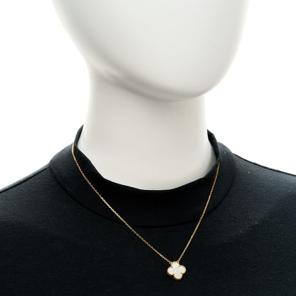 Van Cleef & Arpels 18K Yellow Gold Mother of Pearl Vintage Alhambra Pendant Necklace 2 of 5