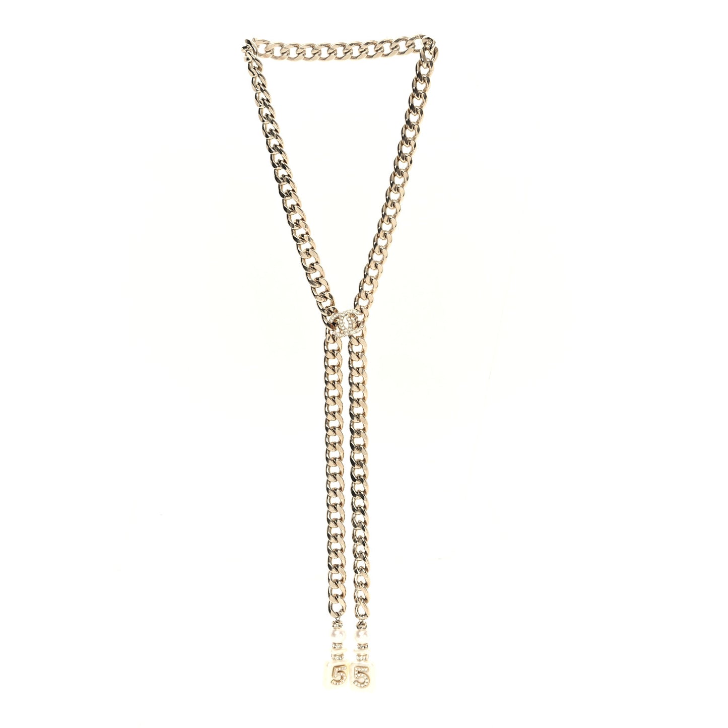 Pearl Resin Crystal CC No 5 Perfume Bottle Chain Gold