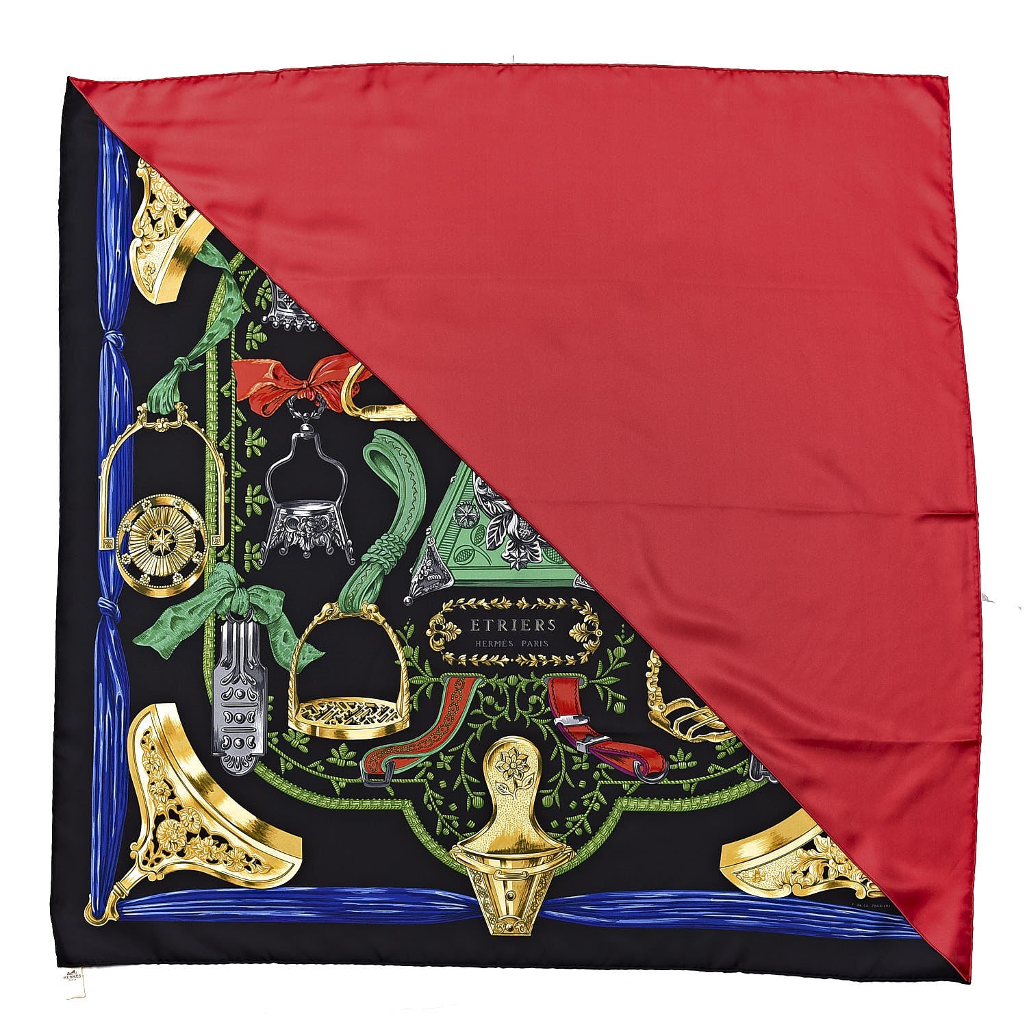 Hermes Silk Etriers Scarf 90 Black Or Simple Rose 1 of 5