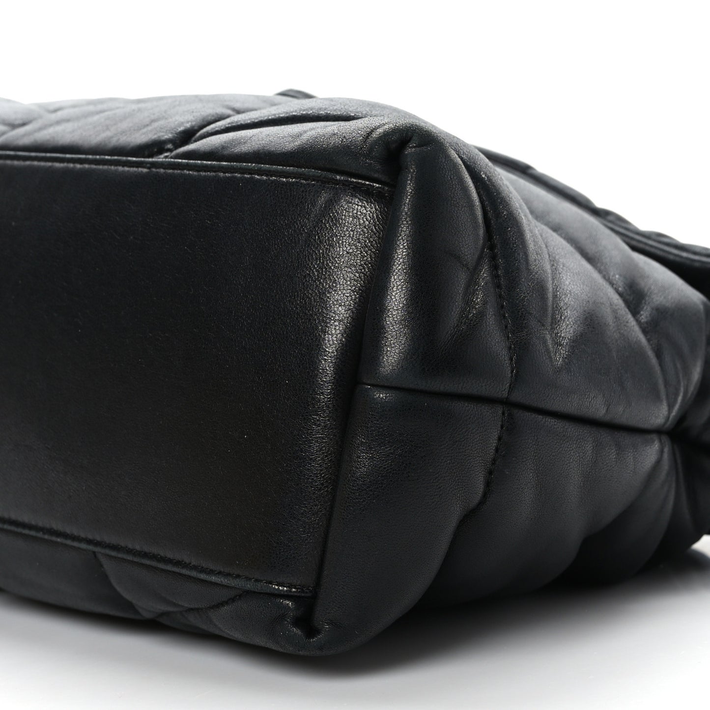 Lambskin Quilted Monogram Monochrome Medium Loulou Puffer Chain Satchel Black