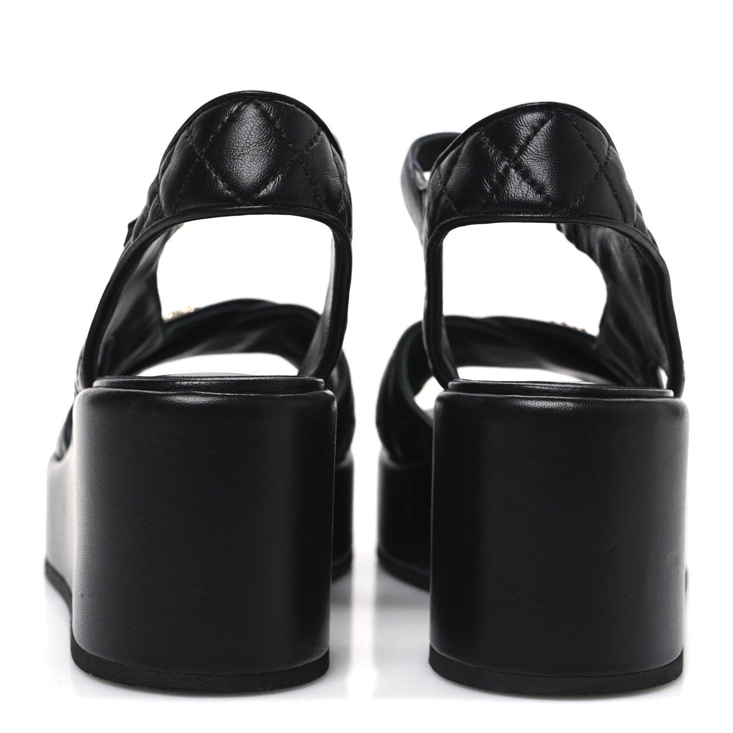 Chanel Lambskin Quilted CC Platform Sandals 39 Black 6 of 11