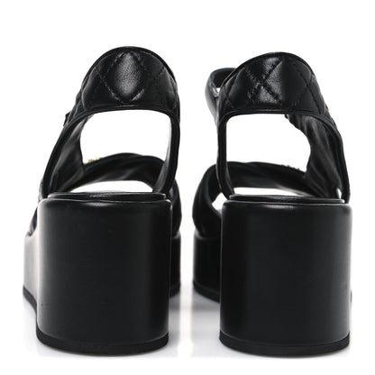 Chanel Lambskin Quilted CC Platform Sandals 39 Black 6 of 11