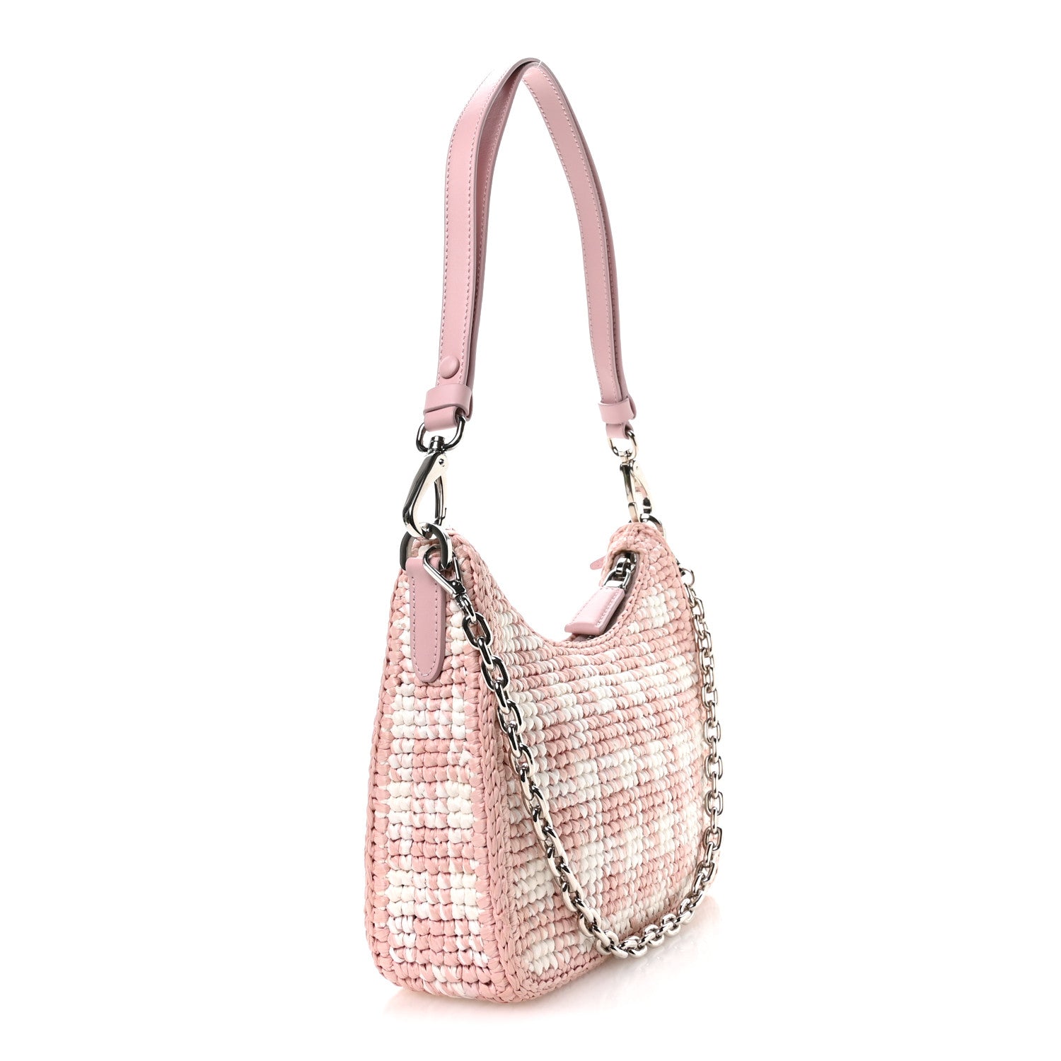 Prada Yarn Raffia Effect Crochet Mini Re-Edition Shoulder Bag Alabastro 3 of 12