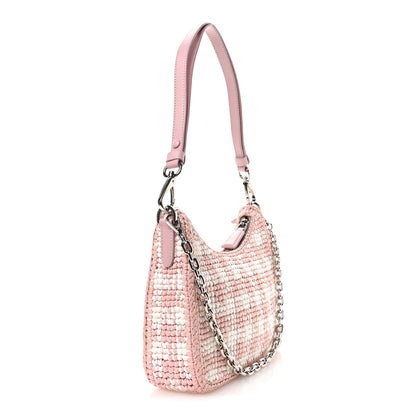 Prada Yarn Raffia Effect Crochet Mini Re-Edition Shoulder Bag Alabastro 3 of 12