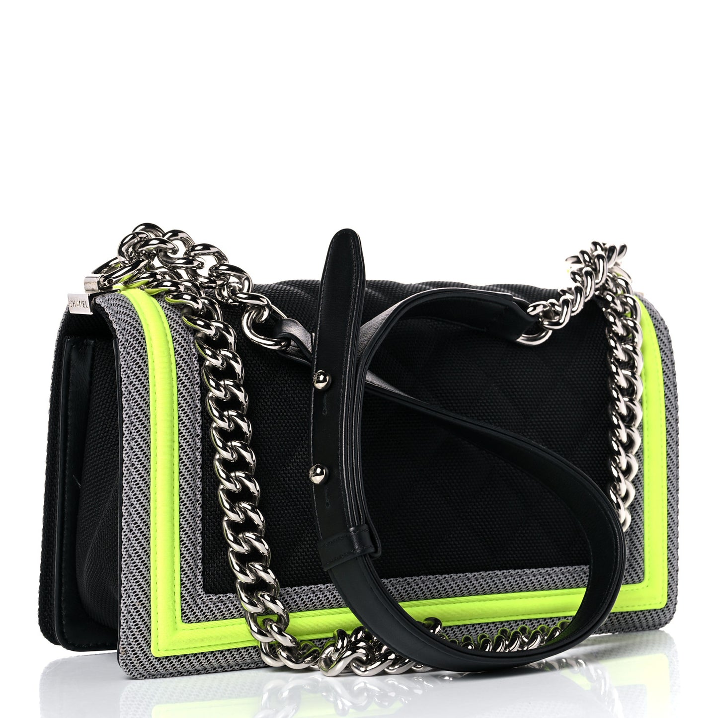 Canvas Quilted Medium Fluo Boy Flap Black Grey Yellow