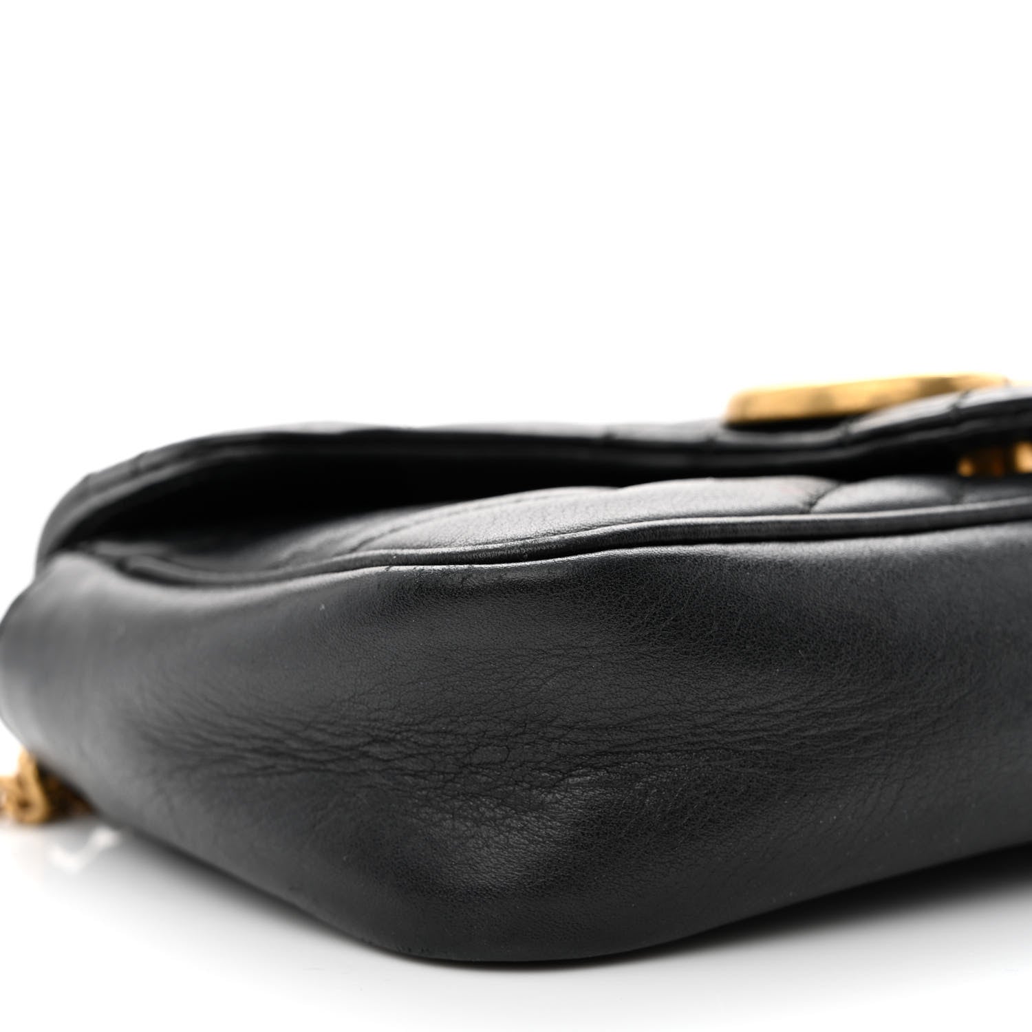 Gucci Calfskin Matelasse Super Mini GG Marmont Shoulder Bag Black 10 of 13