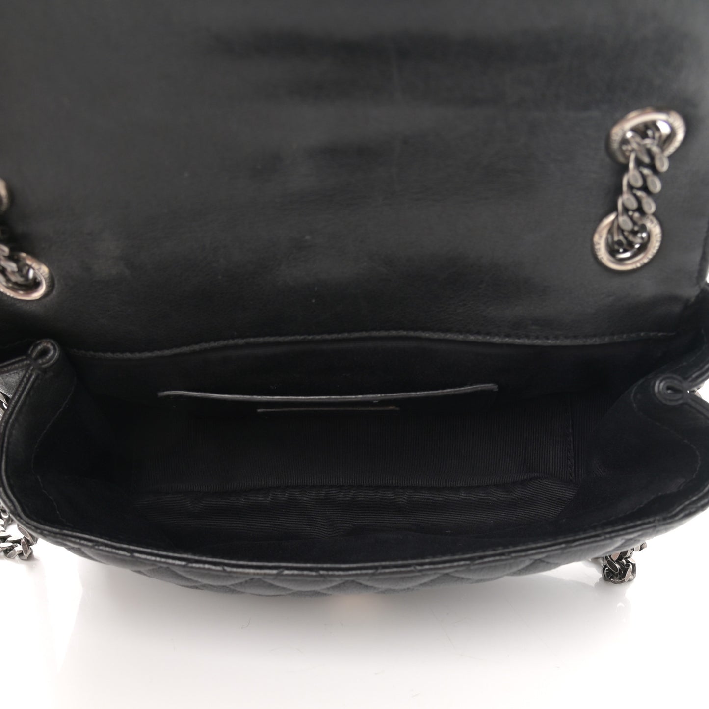 Sheepskin Tri-Quilt Monogram Medium College Bag Black