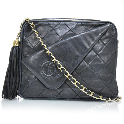 Chanel Lambskin Quilted Tassel Camera Case Navy Blue 1 of 9