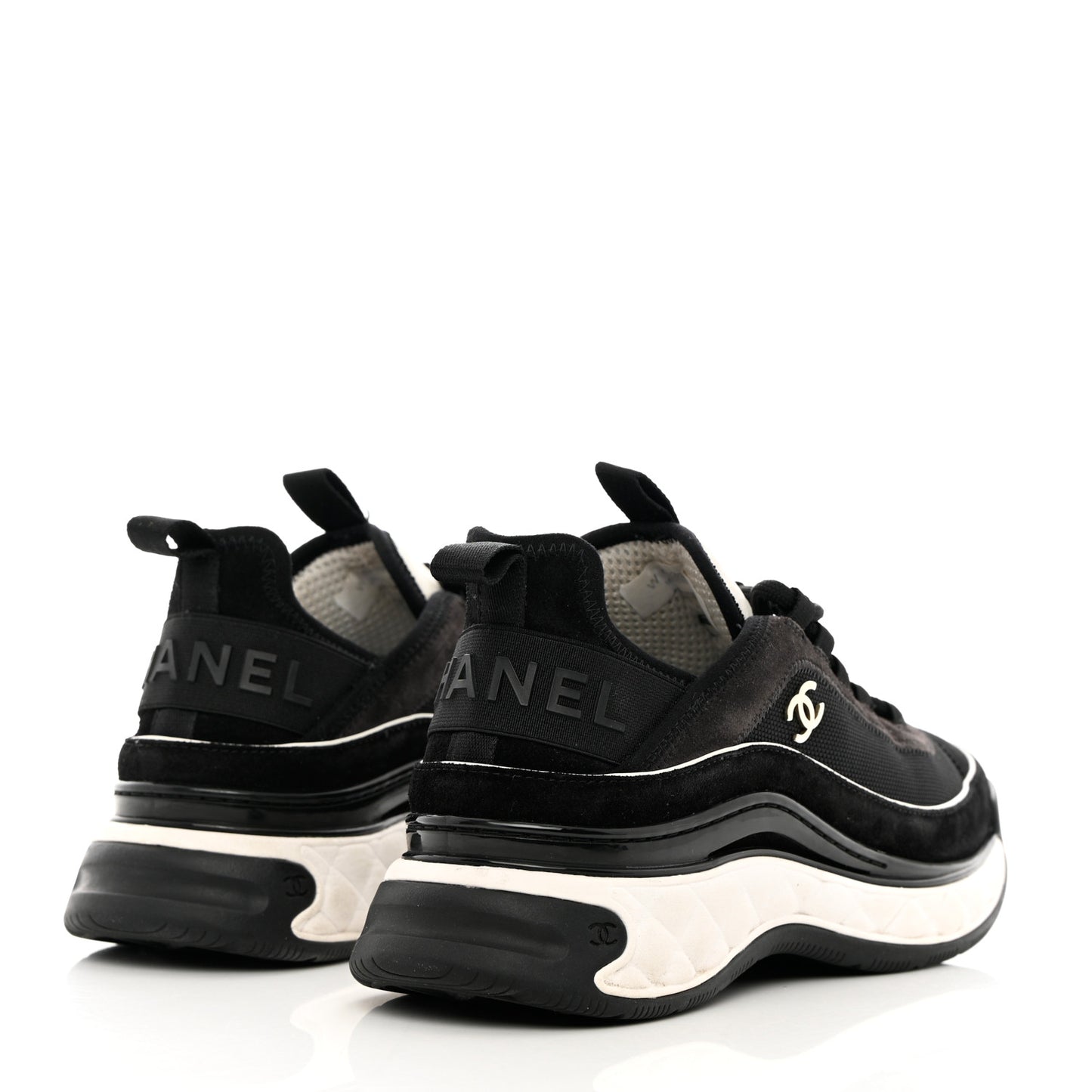 Velvet Calfskin Mixed Fibers CC Sneakers 39 Black