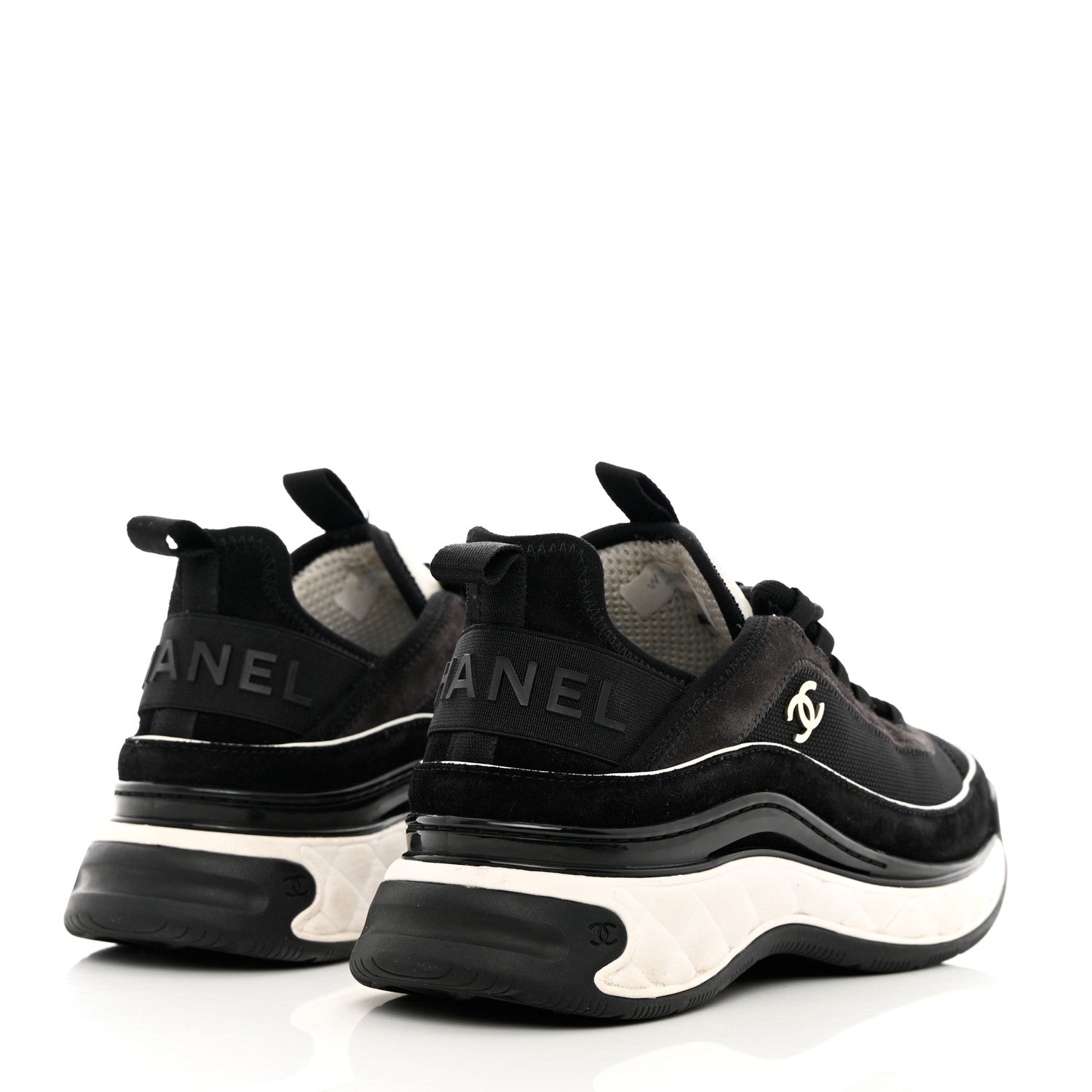 Chanel Velvet Calfskin Mixed Fibers CC Sneakers 39 Black 4 of 15