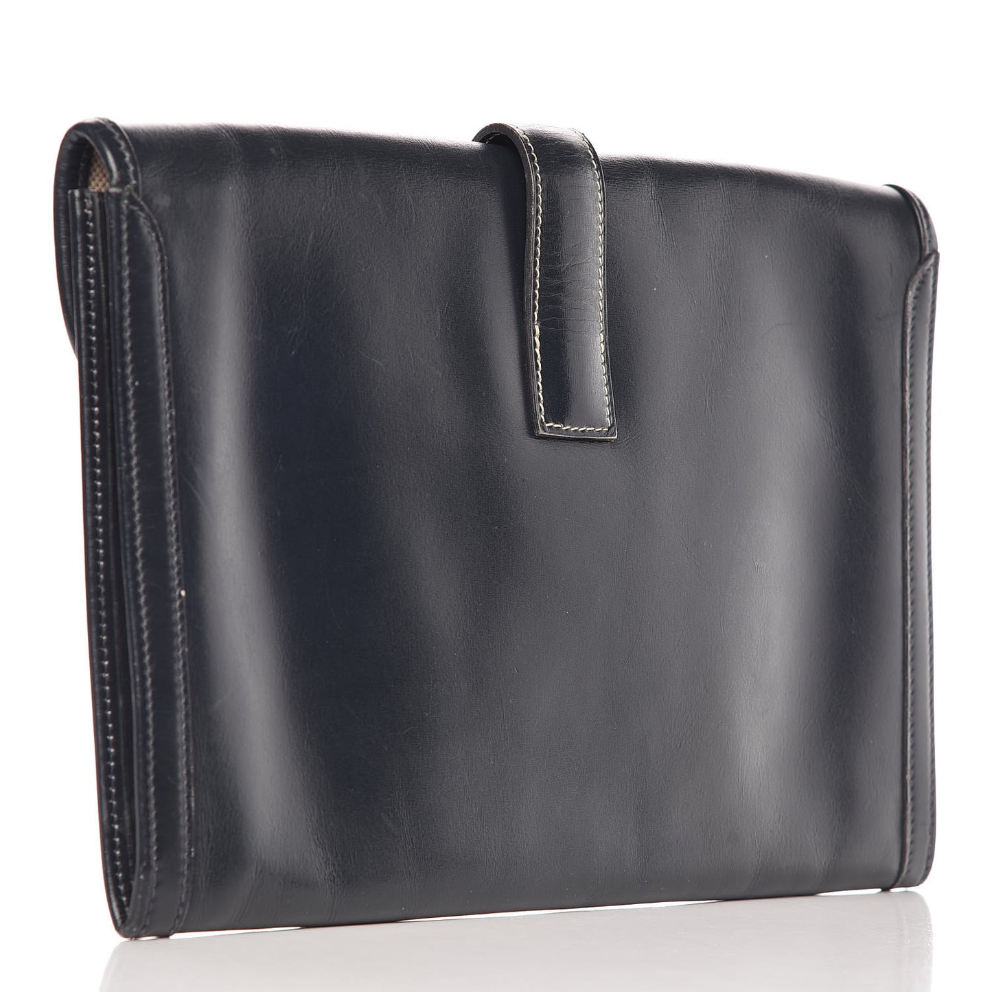 Box Calf Jige PM Clutch Bleu Marine