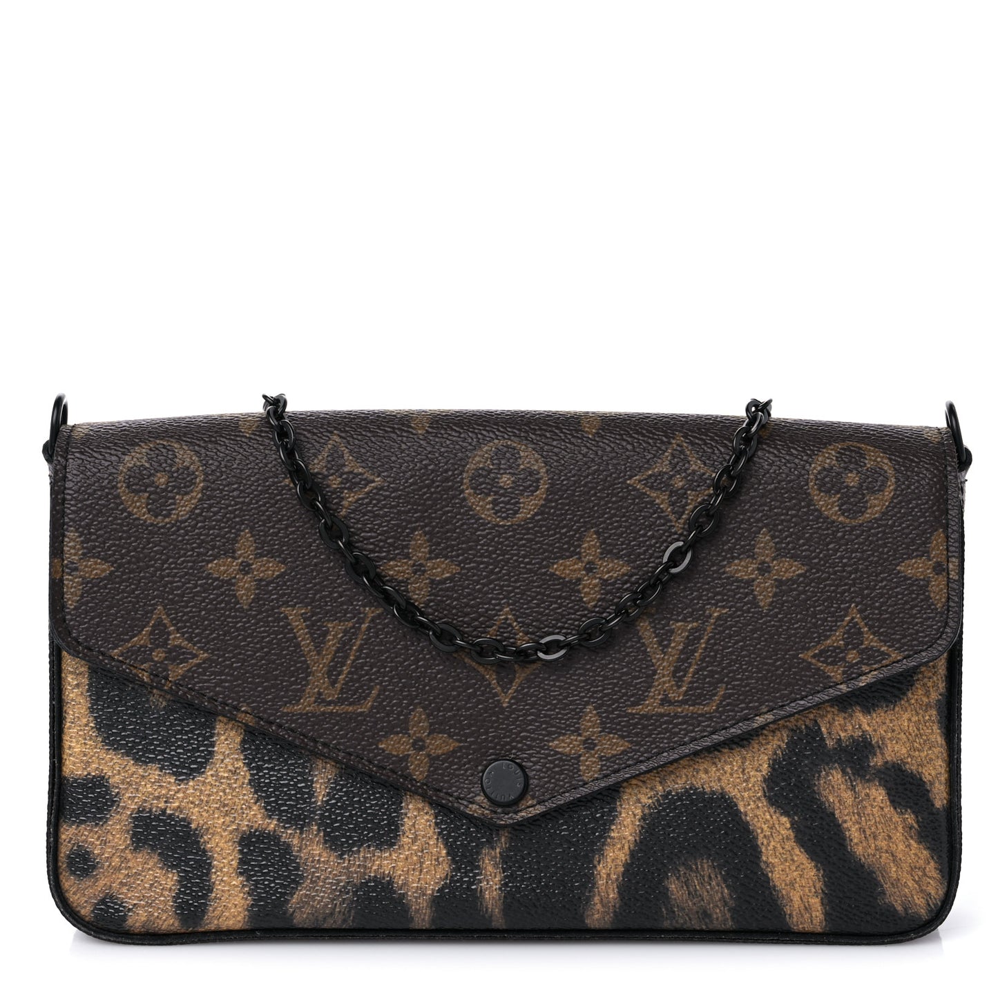 Monogram Animal Print Pochette Felicie Chain Wallet