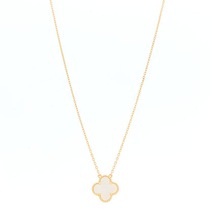 Van Cleef & Arpels 18K Yellow Gold Mother of Pearl Vintage Alhambra Pendant Necklace 1 of 9