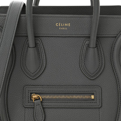 Celine Drummed Calfskin Nano Luggage Kohl 8 of 12