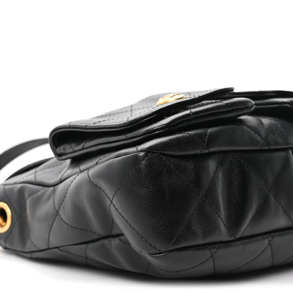 Chanel Shiny Calfskin Quilted Small Supple Twins Hobo Bag Black 9 of 10