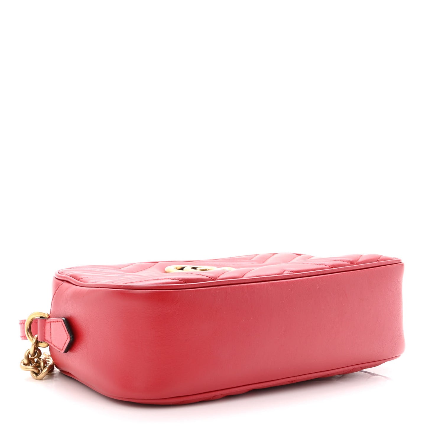 Calfskin Matelasse Small GG Marmont Chain Shoulder Bag Hibiscus Red