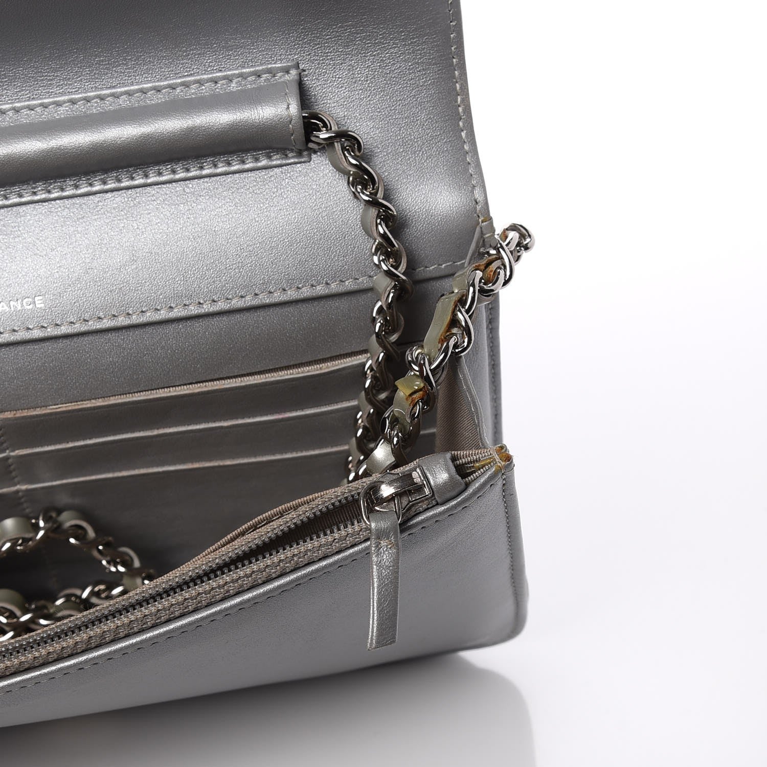 Chanel Patent Strass Wallet On Chain WOC Silver 9 of 13