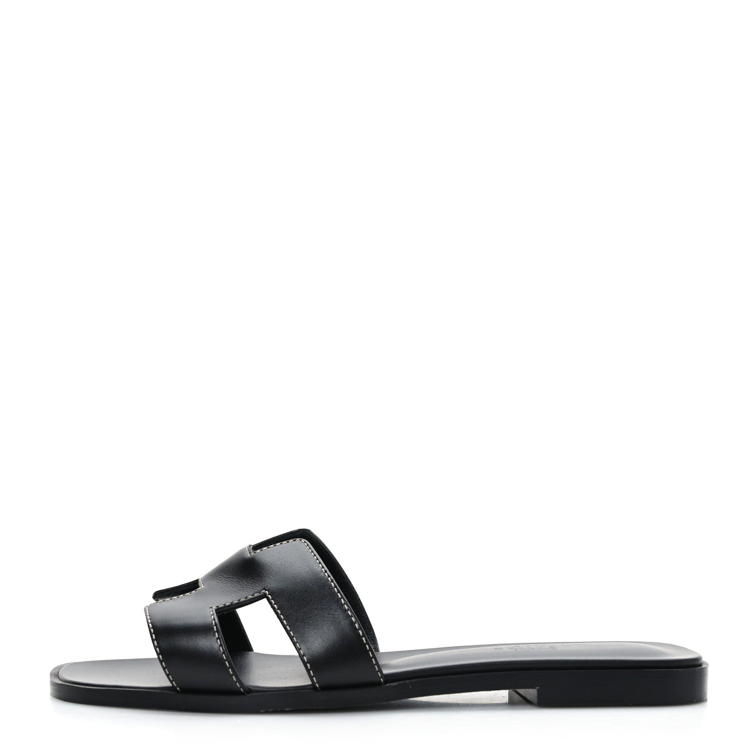 Hermes Box Calfskin Oran Sandals 37 Black 1 of 16