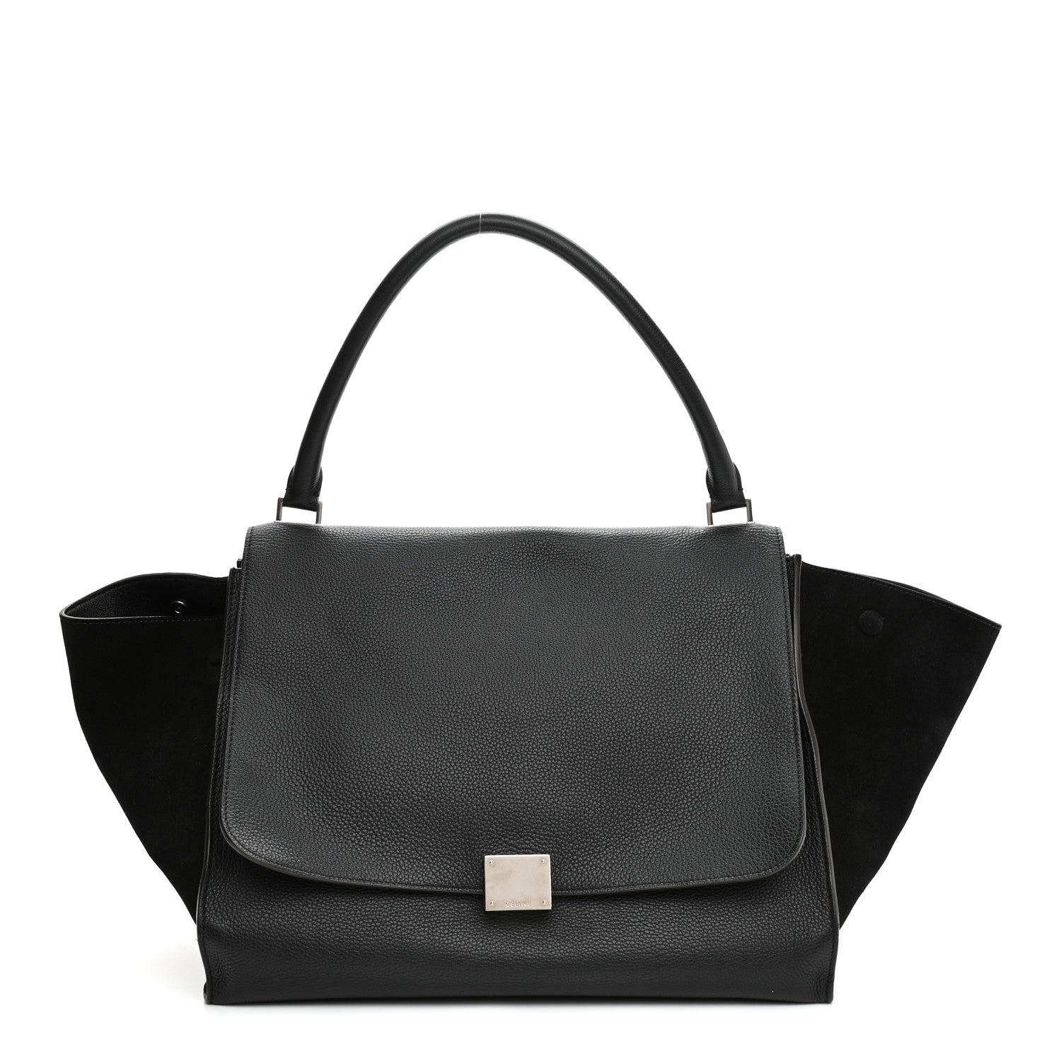 Celine Drummed Calfskin Suede Large Trapeze Black 1 of 11