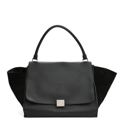 Celine Drummed Calfskin Suede Large Trapeze Black 1 of 11