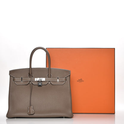 Hermes Taurillon Clemence Birkin 35 Etoupe 29 of 29