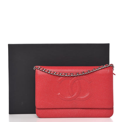 Chanel Caviar Timeless CC Wallet On Chain WOC Red 14 of 14