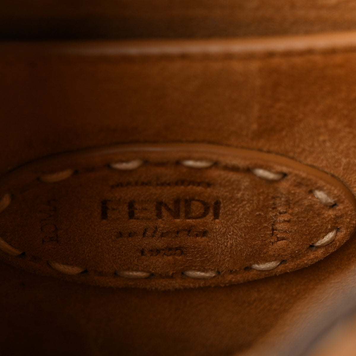 Fendi Suede Macro Stitchings Small Peekaboo Iconic Satchel Marrone 6 of 9