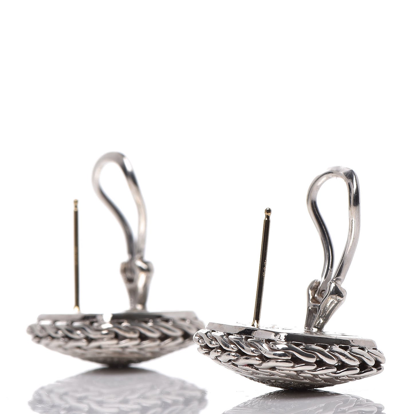Sterling Silver 18K Gold Diamond Classic Chain Square Earrings