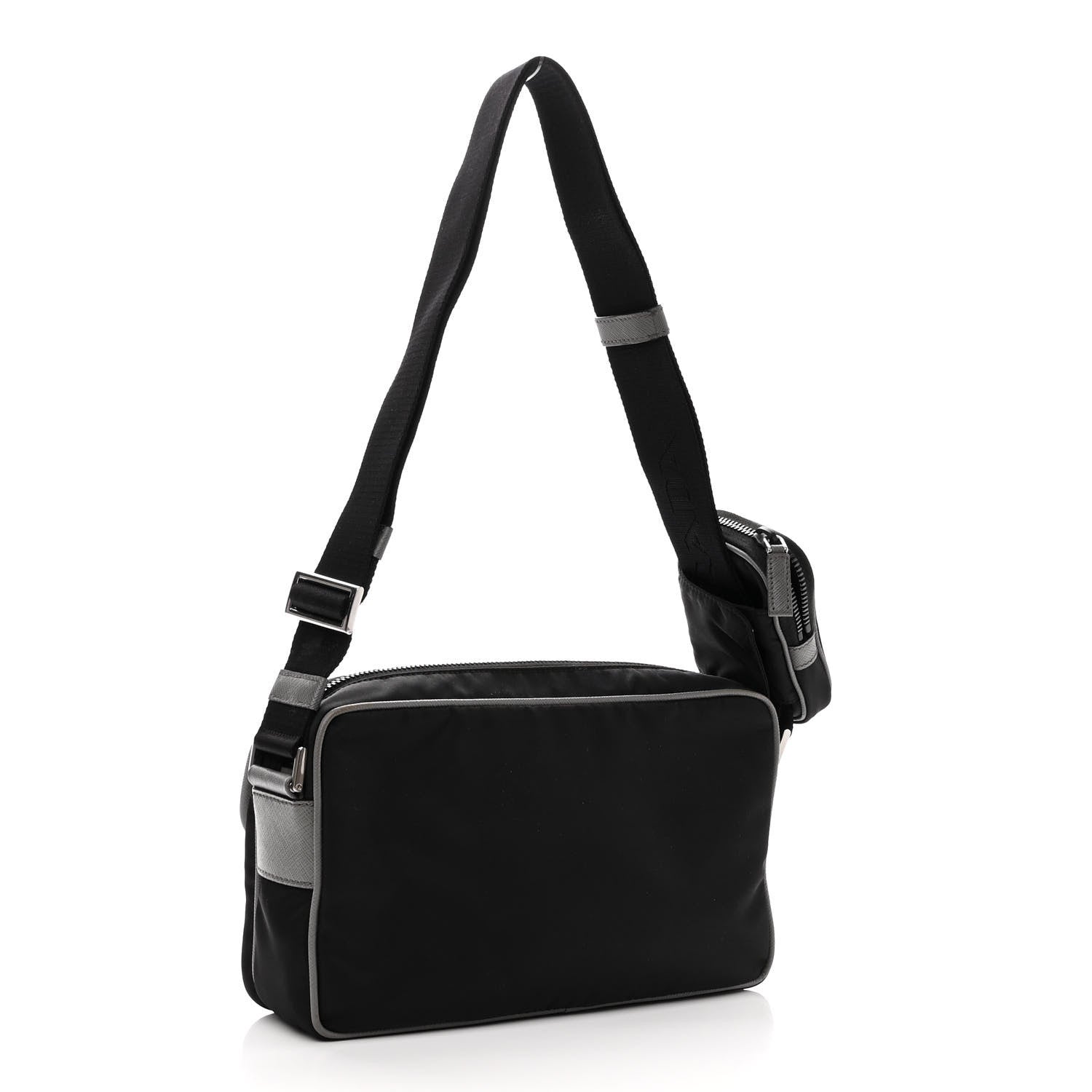 Prada Tessuto Nylon Saffiano Messenger Bag Black Royal Marmo 3 of 10