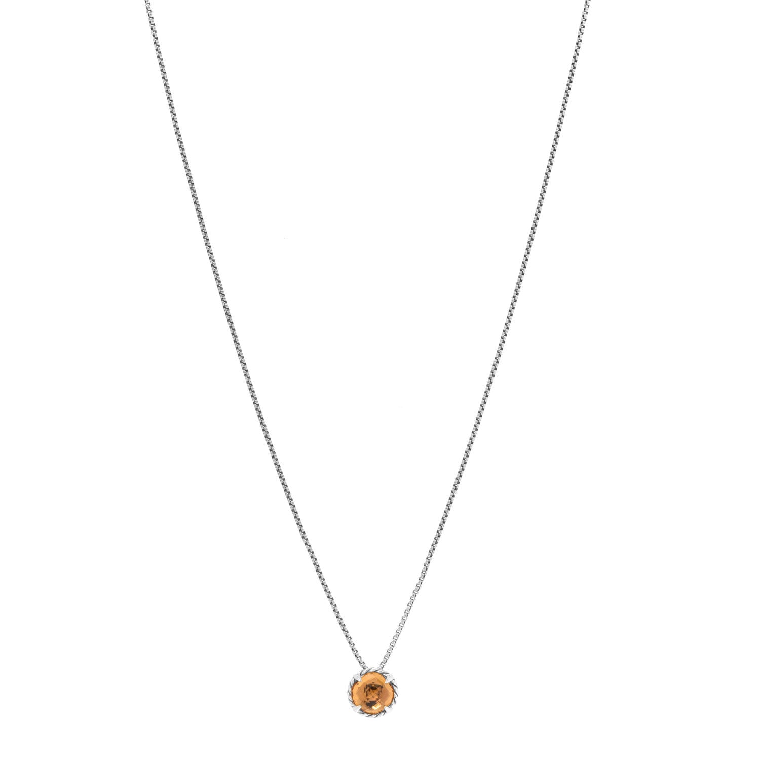 David Yurman Sterling Silver Citrine 8mm Petite Chatelaine Pendant Necklace 1 of 5