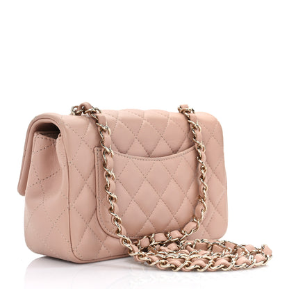 Chanel Lambskin Quilted Mini Rectangular Flap Beige 3 of 9
