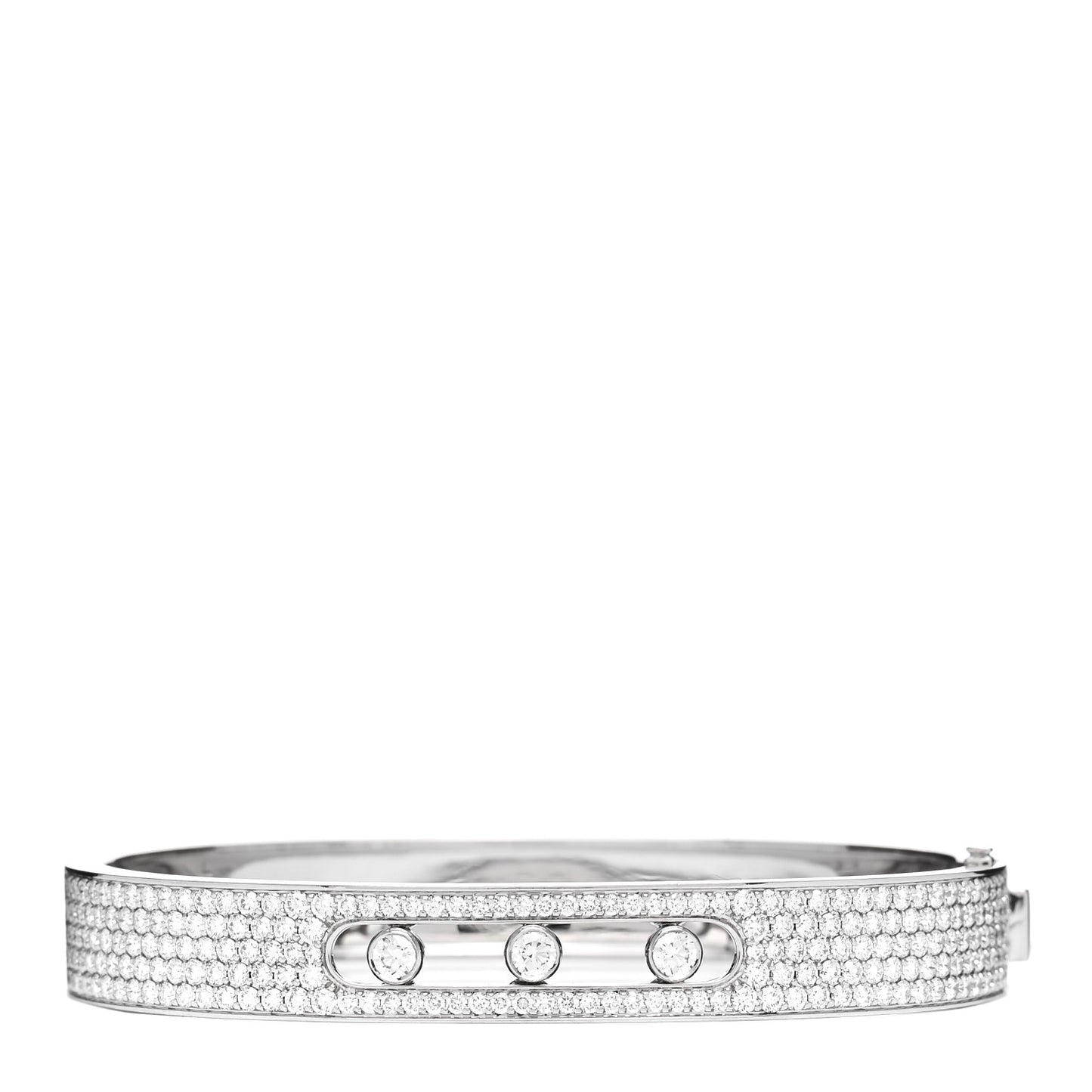 18K White Gold Diamond Move Joaillerie Pave Bangle Bracelet