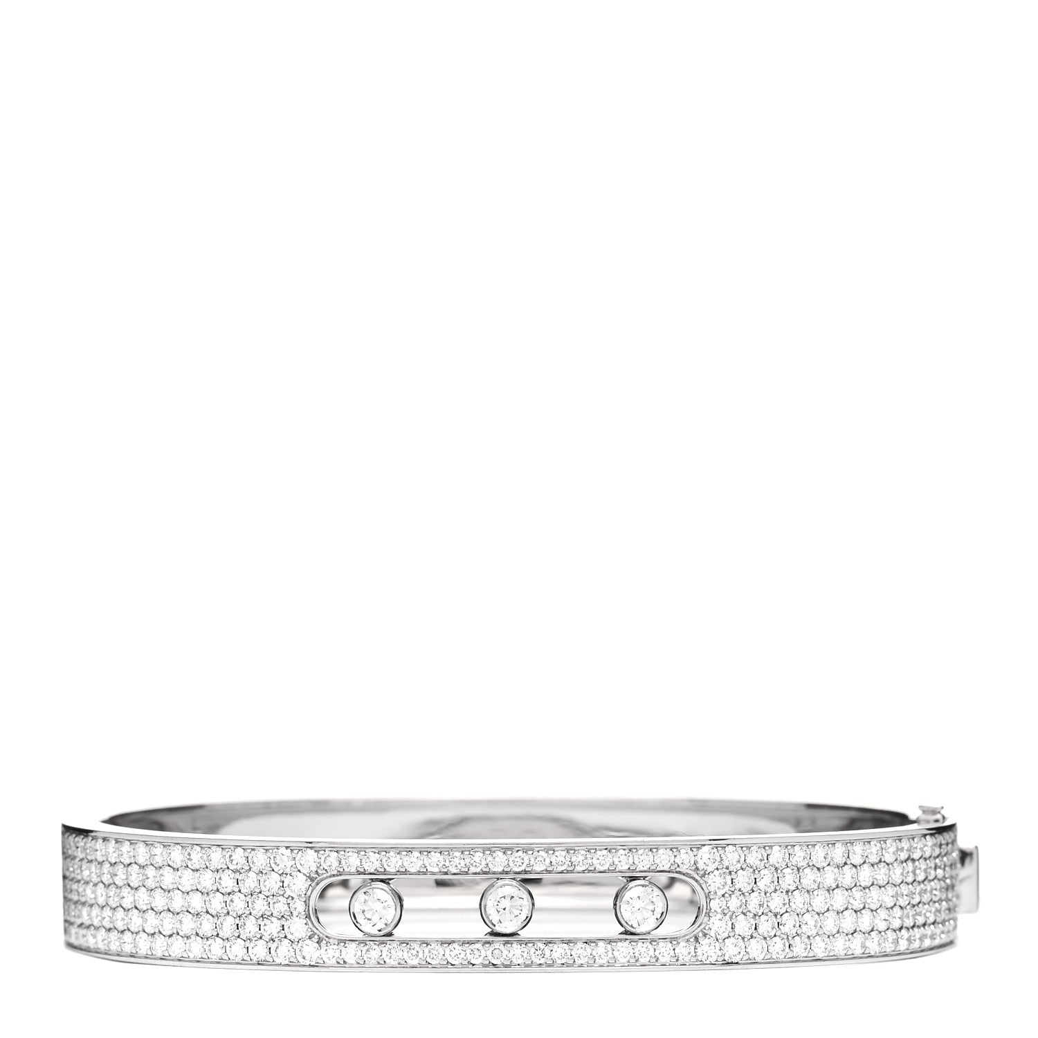 Messika 18K White Gold Diamond Move Joaillerie Pave Bangle Bracelet 1 of 3
