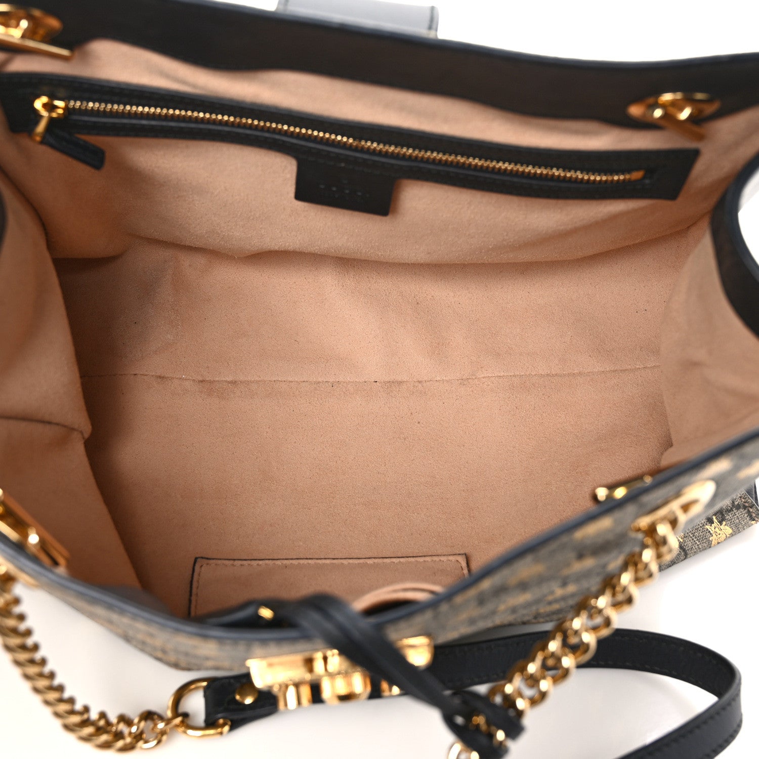 Gucci GG Supreme Monogram Bees Medium Padlock Tote Beige Oro Black 5 of 9