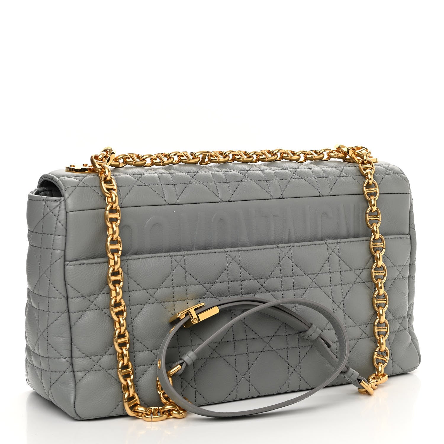 Christian Dior Lambskin Cannage Large Caro Bag Grey Stone 3 of 12