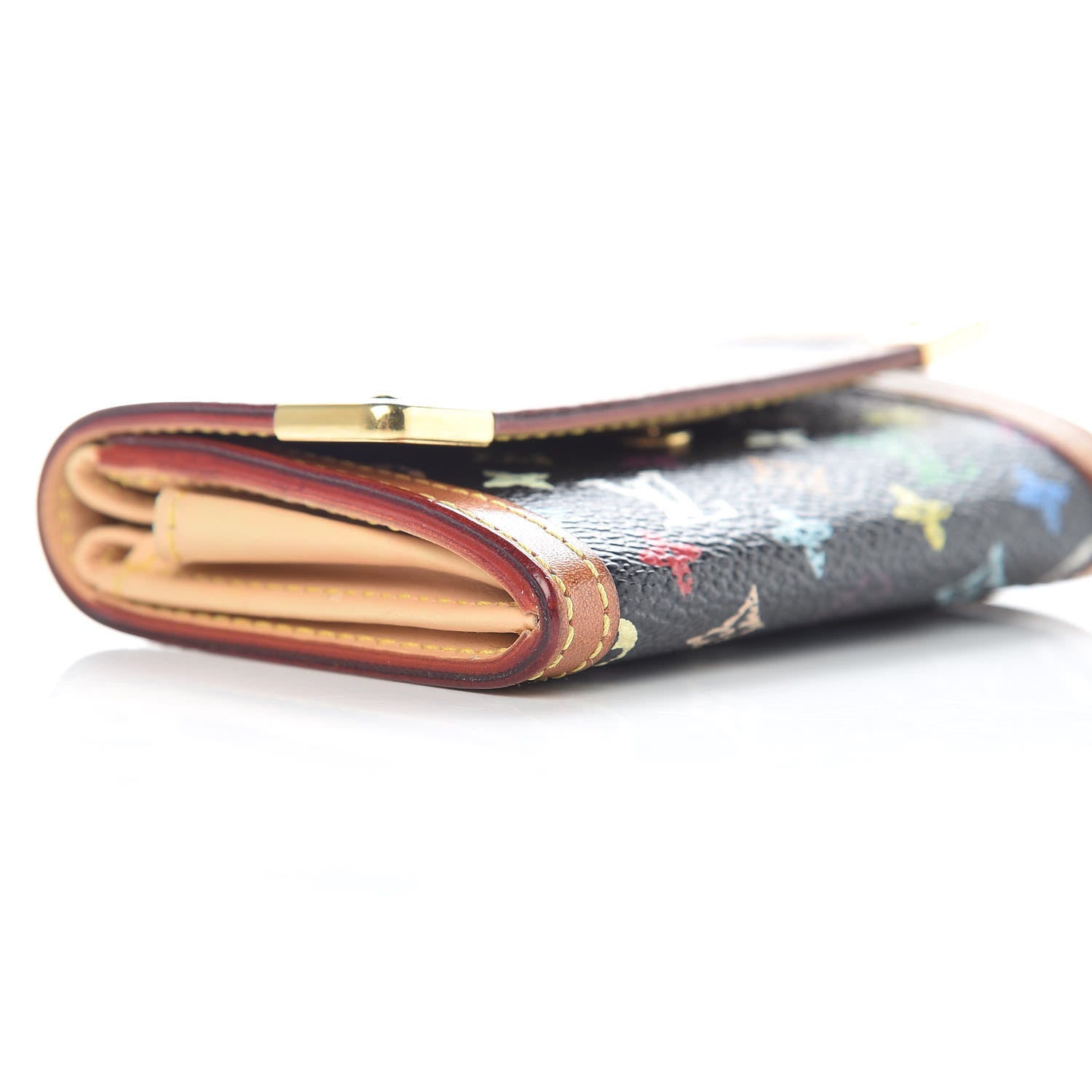 Louis Vuitton Monogram Multicolor Porte-Monnaie Plat Coin Purse Black 7 of 12
