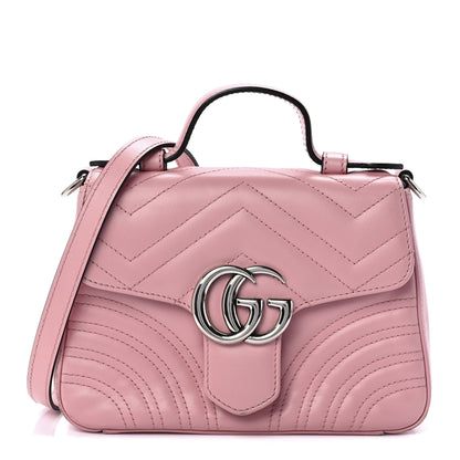 Gucci Calfskin Matelasse Mini GG Marmont Top Handle Shoulder Bag Wild Rose 1 of 12