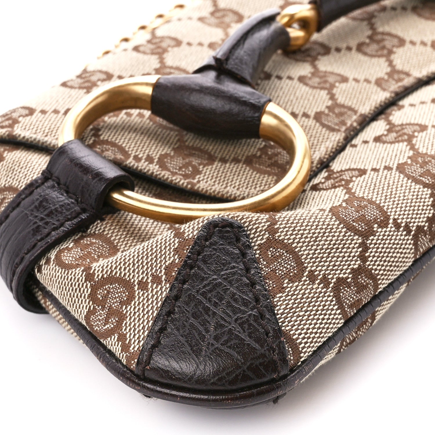 Gucci Monogram Horsebit Clutch Dark Brown 9 of 11