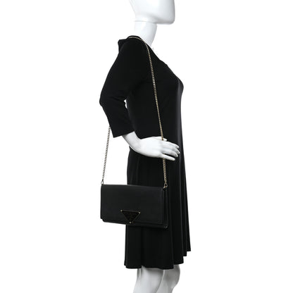 Prada Saffiano Chain Crossbody Bag Black 2 of 9