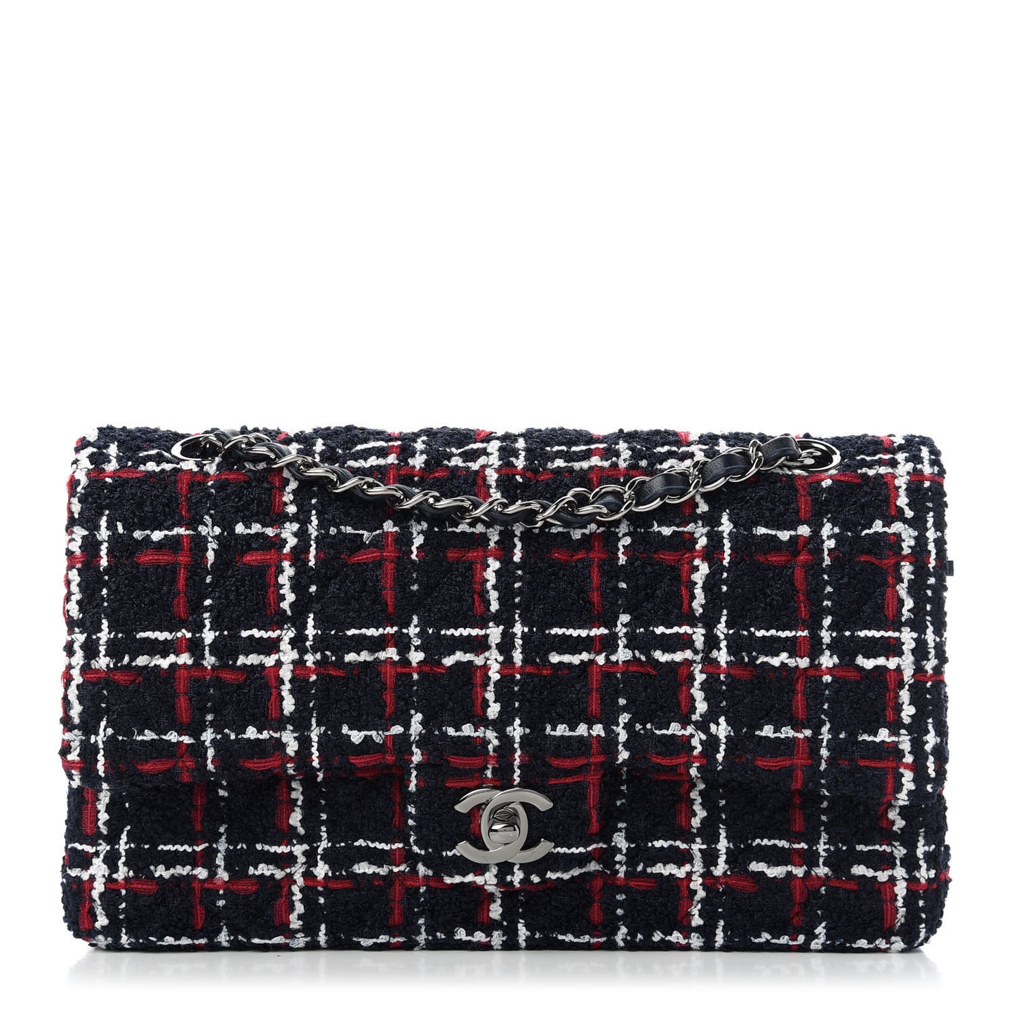 Tweed Quilted Medium Double Flap Multicolor