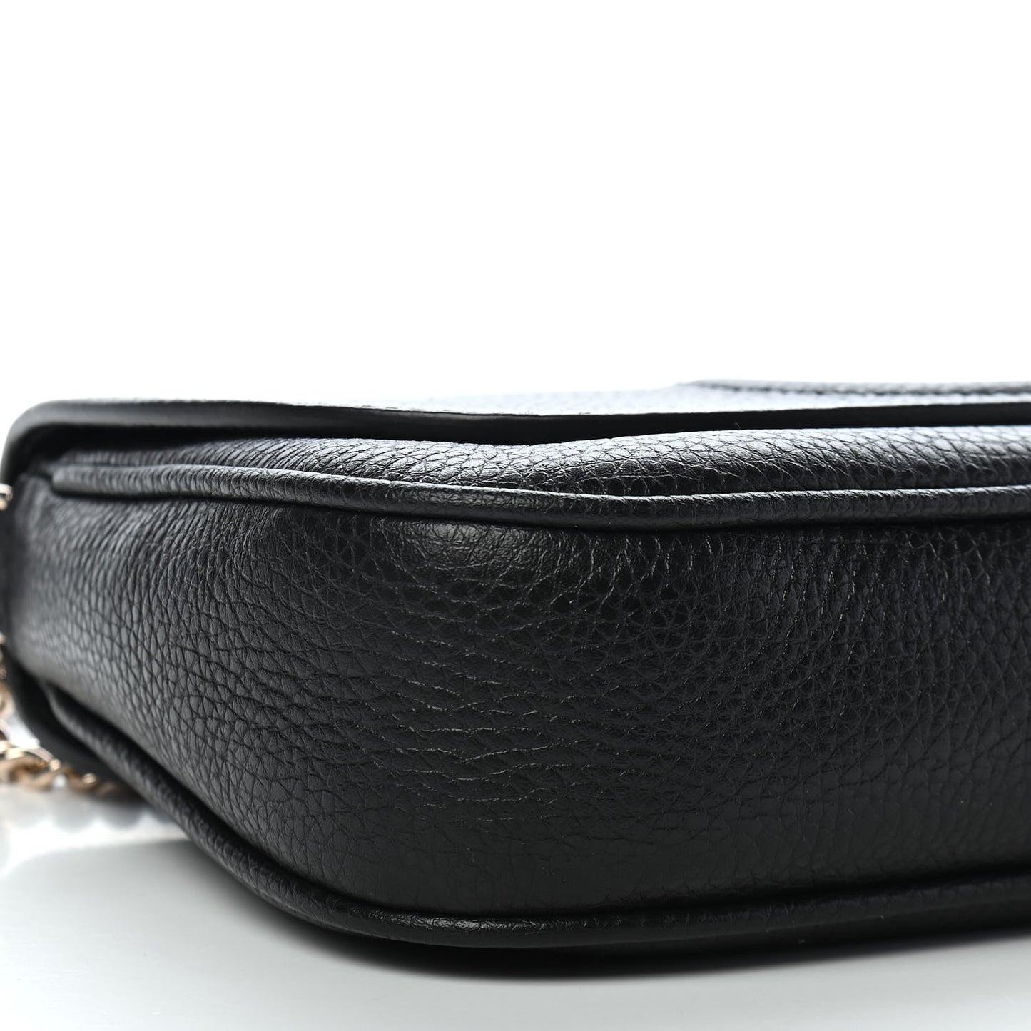 Pebbled Calfskin Medium Soho Flap Crossbody Black