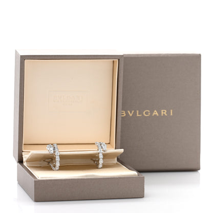 Bulgari 18K White Gold Diamond Serpenti Viper Hoop Pave Earrings 5 of 5