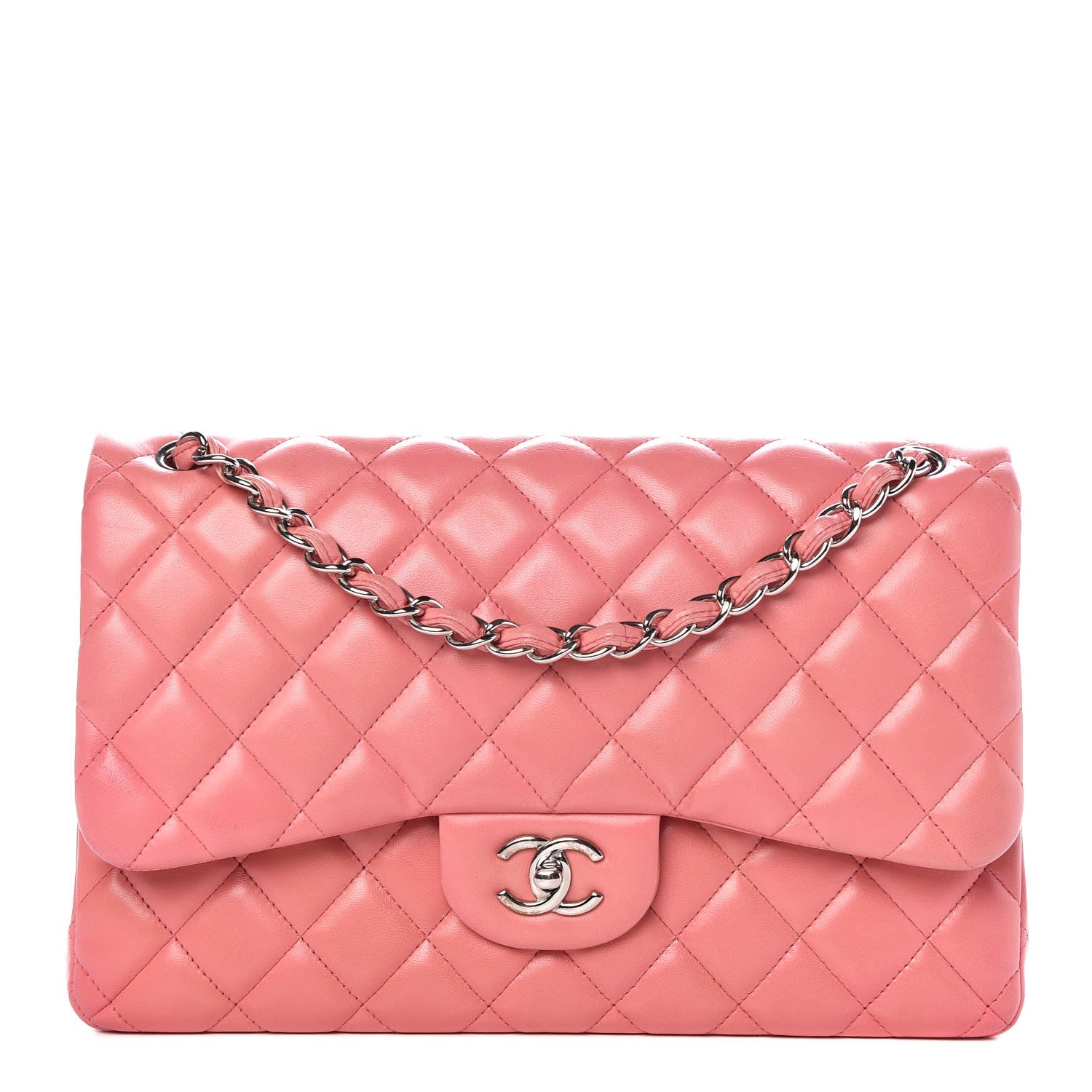Chanel Lambskin Quilted Jumbo Double Flap Pink 1 of 10